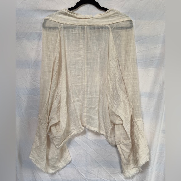 Free People FP One Azalea Kimono - Crinkly Boho Cream Blouse - Bohemian Top - Picture 13 of 13